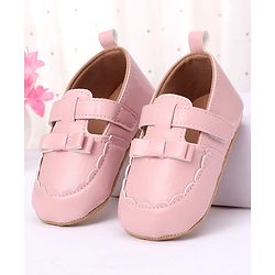 Cute Walk by Babyhug Velcro Closure Booties with Bow Applique -  Pink
