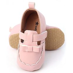 Cute Walk by Babyhug Velcro Closure Booties with Bow Applique -  Pink