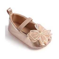 Cute Walk by Babyhug Slip On Booties with Bow Applique - Golden