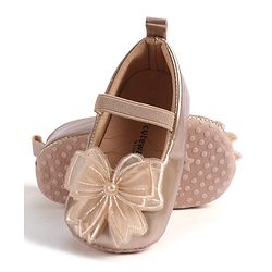 Cute Walk by Babyhug Slip On Booties with Bow Applique - Golden