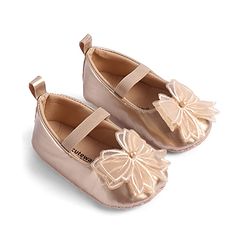 Cute Walk by Babyhug Slip On Booties with Bow Applique - Golden