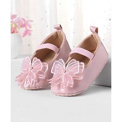 Cute Walk by Babyhug Slip On Booties with Bow Applique - Golden