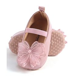 Cute Walk by Babyhug Slip On Booties with Bow Applique - Golden