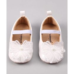 Cute Walk by Babyhug Slip On Booties with Bow Applique - Golden