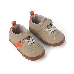 Cute Walk by Babyhug Booties with Velcro Closure & Tape Detailing - Khaki