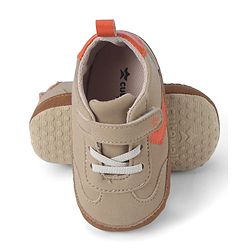 Cute Walk by Babyhug Booties with Velcro Closure & Tape Detailing - Khaki