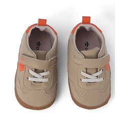 Cute Walk by Babyhug Booties with Velcro Closure & Tape Detailing - Khaki