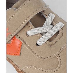 Cute Walk by Babyhug Booties with Velcro Closure & Tape Detailing - Khaki