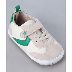 Cute Walk by Babyhug Booties with Velcro Closure & Tape Detailing - Khaki