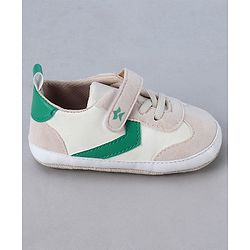 Cute Walk by Babyhug Booties with Velcro Closure & Tape Detailing - Khaki