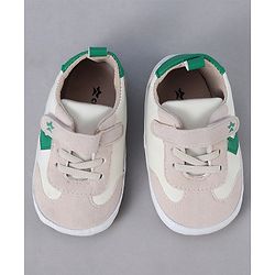 Cute Walk by Babyhug Booties with Velcro Closure & Tape Detailing - Khaki