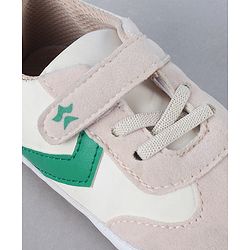 Cute Walk by Babyhug Booties with Velcro Closure & Tape Detailing - Khaki