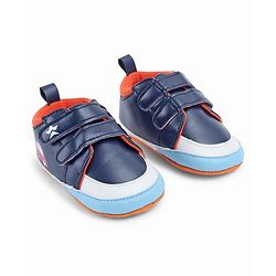 Cute Walk by Babyhug Velcro Closure Booties With Vehicle Print - Navy Blue