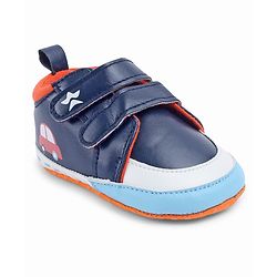 Cute Walk by Babyhug Velcro Closure Booties With Vehicle Print - Navy Blue