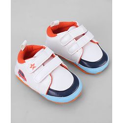 Cute Walk by Babyhug Velcro Closure Booties With Vehicle Print - Navy Blue
