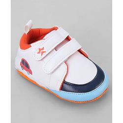 Cute Walk by Babyhug Velcro Closure Booties With Vehicle Print - Navy Blue