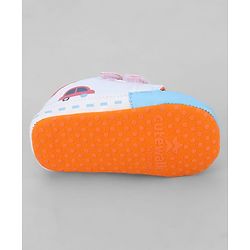 Cute Walk by Babyhug Velcro Closure Booties With Vehicle Print - Navy Blue