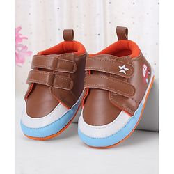 Cute Walk by Babyhug Velcro Closure Booties With Vehicle Print - Navy Blue