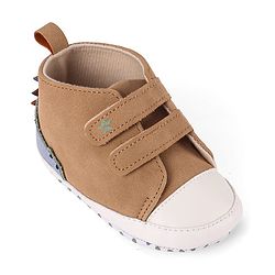 Cute Walk by Babyhug Velcro Closure Booties with Crocodile Applique - Khaki