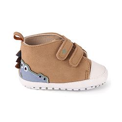 Cute Walk by Babyhug Velcro Closure Booties with Crocodile Applique - Khaki