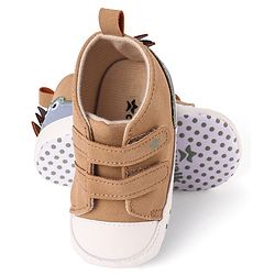 Cute Walk by Babyhug Velcro Closure Booties with Crocodile Applique - Khaki