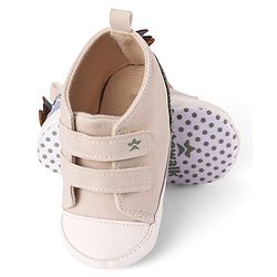 Cute Walk by Babyhug Velcro Closure Booties with Crocodile Applique - White