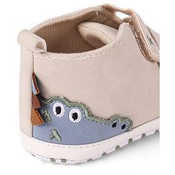 Cute Walk by Babyhug Velcro Closure Booties with Crocodile Applique - White