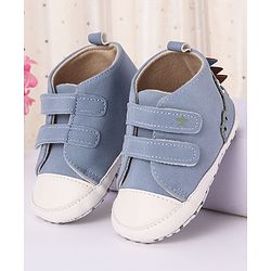 Cute Walk by Babyhug Velcro Closure Booties with Crocodile Applique - Light Blue
