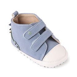 Cute Walk by Babyhug Velcro Closure Booties with Crocodile Applique - Light Blue