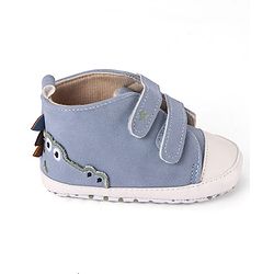 Cute Walk by Babyhug Velcro Closure Booties with Crocodile Applique - Light Blue