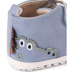 Cute Walk by Babyhug Velcro Closure Booties with Crocodile Applique - Light Blue
