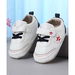 Cute Walk by Babyhug Velcro Closure Booties With Lace Detailing - White