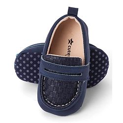 Cute Walk by Babyhug Slip On Solid Color Booties - Navy Blue