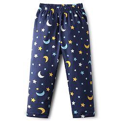 Babyhug Cotton Knit Half Sleeves Co-ords Front Open Night Suit With Star Print - Navy Blue