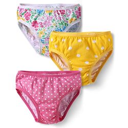 Babyhug 100% Cotton Knit Panties with Floral & Polka Dots Print Pack of 3 - Yellow Pink & White