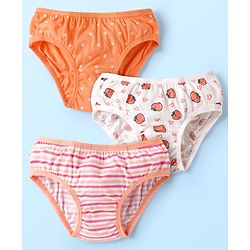Babyhug 100% Cotton Stripes Floral & Tropical Theme Printed Panties Pack Of 3 - Multi Colour