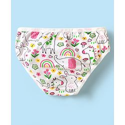 Babyhug 100% Cotton Panties With Floral & Animal Print Pack Of 3 - Dark Pink Yellow & White