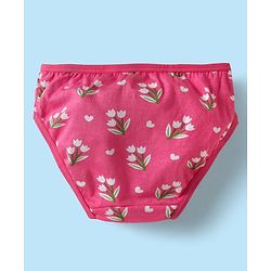Babyhug 100% Cotton Panties With Floral & Animal Print Pack Of 3 - Dark Pink Yellow & White