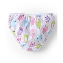 Babyhug 100% Cotton Knit Panties with Ice Cream & Polka Dots Print Pack of 3 - Light Green Pink & White