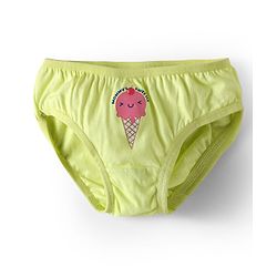 Babyhug 100% Cotton Knit Panties with Ice Cream & Polka Dots Print Pack of 3 - Light Green Pink & White