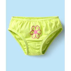 Babyhug 100% Cotton Single Jersey Knit Panties With Stripes & Floral Print Pack Of 3 - Lime & Pink