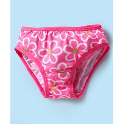 Babyhug 100% Cotton Single Jersey Knit Panties With Stripes & Floral Print Pack Of 3 - Lime & Pink