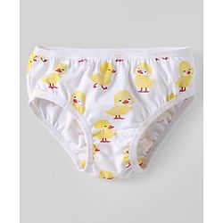 Babyhug 100% Cotton Knit Striped Panties with Floral &  Duck Print Pack of 3 - Pink & White