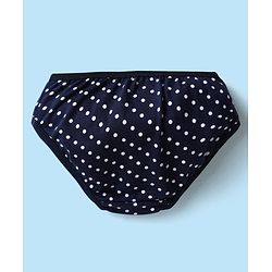 Babyhug 100% Cotton Single Jersey Knit Panties With Polka Dots & Star Print Pack Of 3 - Navy Blue Yellow & White