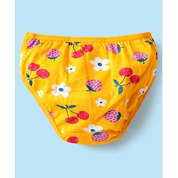 Babyhug 100% Cotton Single Jersey Knit Panties With Polka Dots & Tropical Theme Print Pack Of 3 - White Yellow & Red