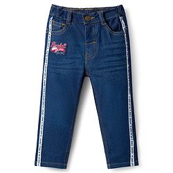 Babyhug Full Length Denim Jeans With Stretch & Tape Detailing - Blue