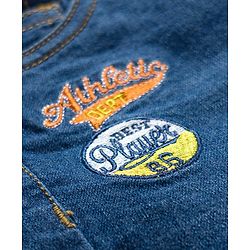 Babyhug Full Length Denim Jeans With Stretch & Text Embroidery - Blue