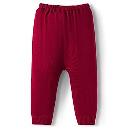 Babyhug Knitted Full Sleeves Striped Sweater Set - Maroon & White