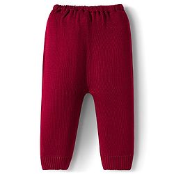 Babyhug Knitted Full Sleeves Striped Sweater Set - Maroon & White