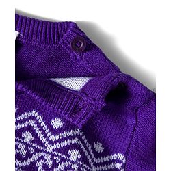 Babyhug Knit Full Sleeves Sweater Set with Fair Isle Design - Purple